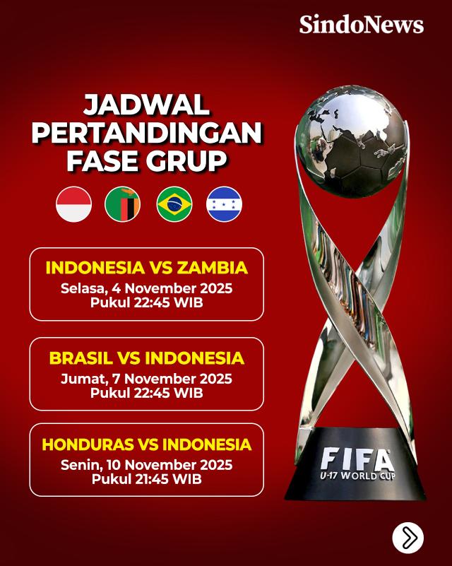 Jadwal Timnas Indonesia U-17 di Piala Dunia U-17 2025